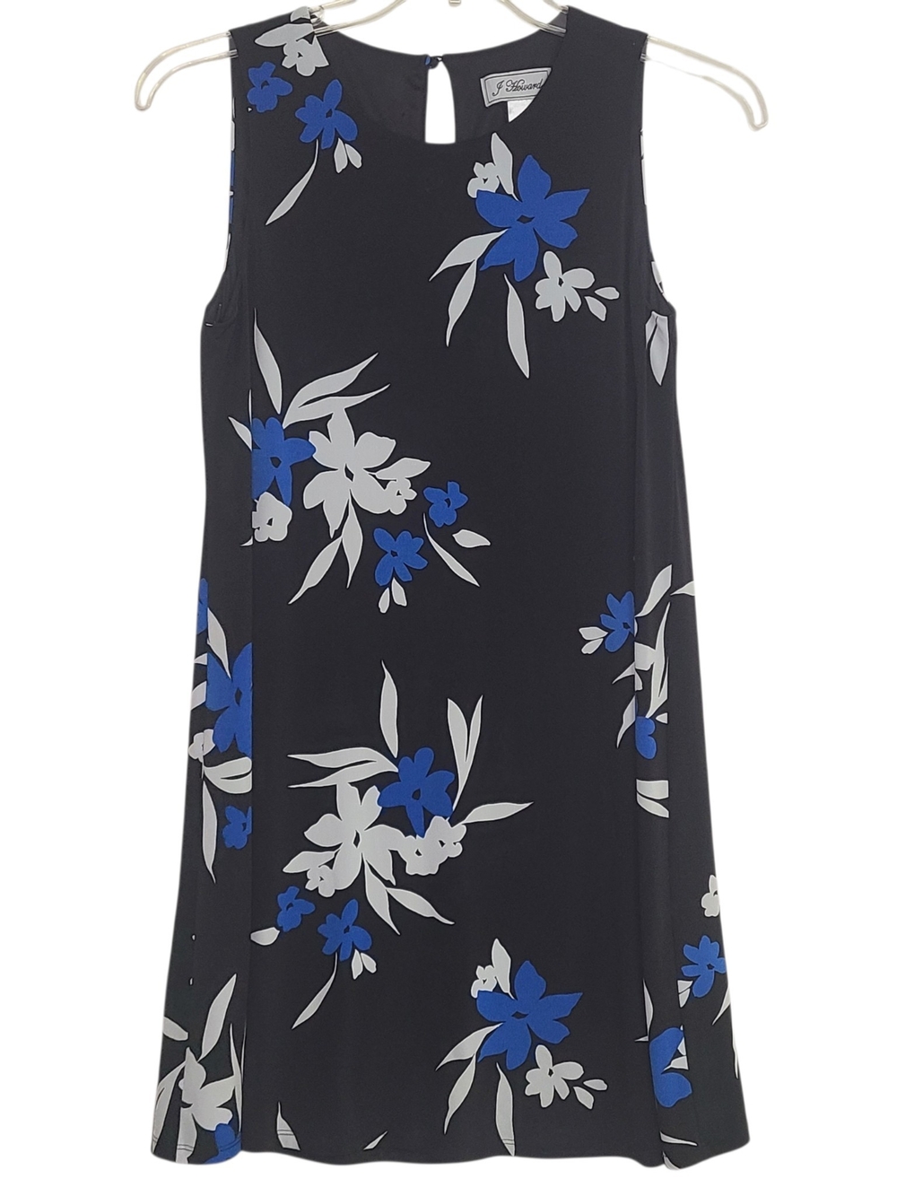 J. Howard Black Floral Keyhole Back Lined Shift Dress Size 6